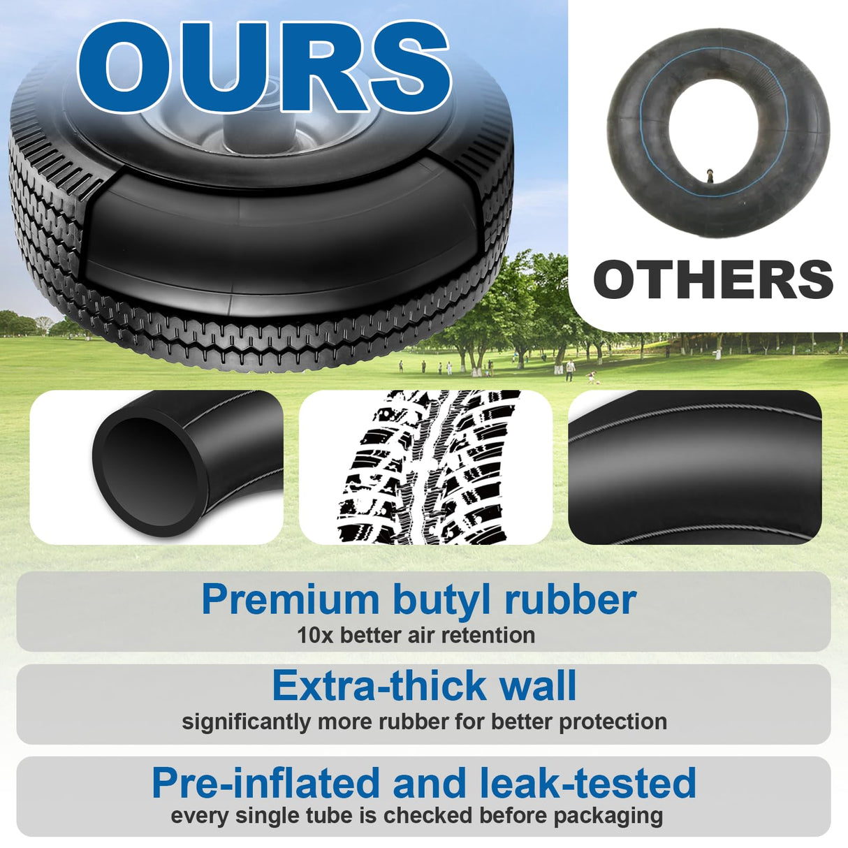 20x8.00-8, 20x10.00-8 Inner Tubes with TR13 Straight Valve Stem 2 Pack