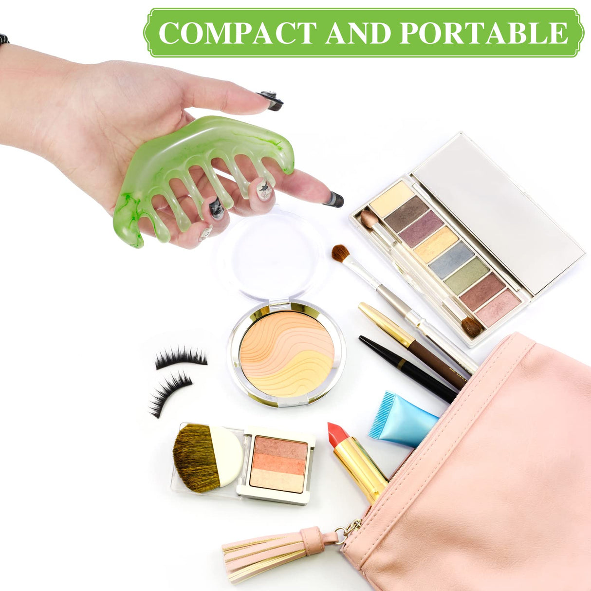 Geiserailie 2 Pieces Jade Combs Massage Stone Hair Gua Sha Scraping Scalp Comb Facial Massage Tool Multifunctional Handheld Head Tools Head Caring Therapy Mother's Day Gift(Elegant Style)