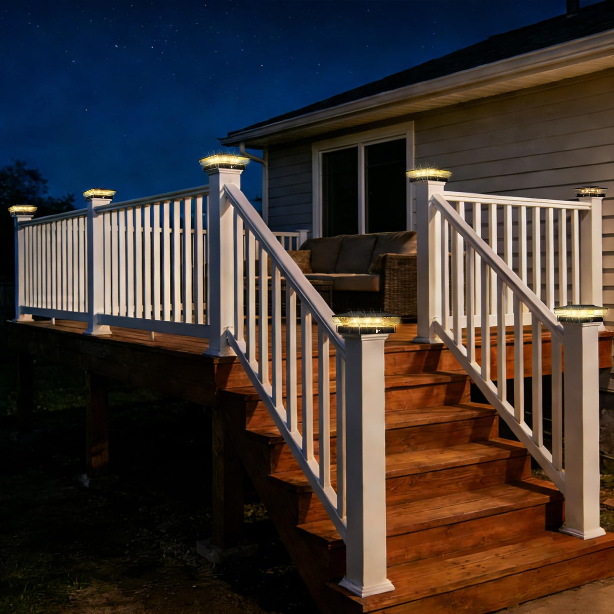 btfarm 4x4 Solar Post Cap Lights Outdoor, 2 Modes 16 LED Deck Fence Post Lights, 6 Pack Waterproof Solar Powered Lighting Outside Fit 4x4 3.5x3.5 Wooden/Vinyl for Porch Patio Garden, Black