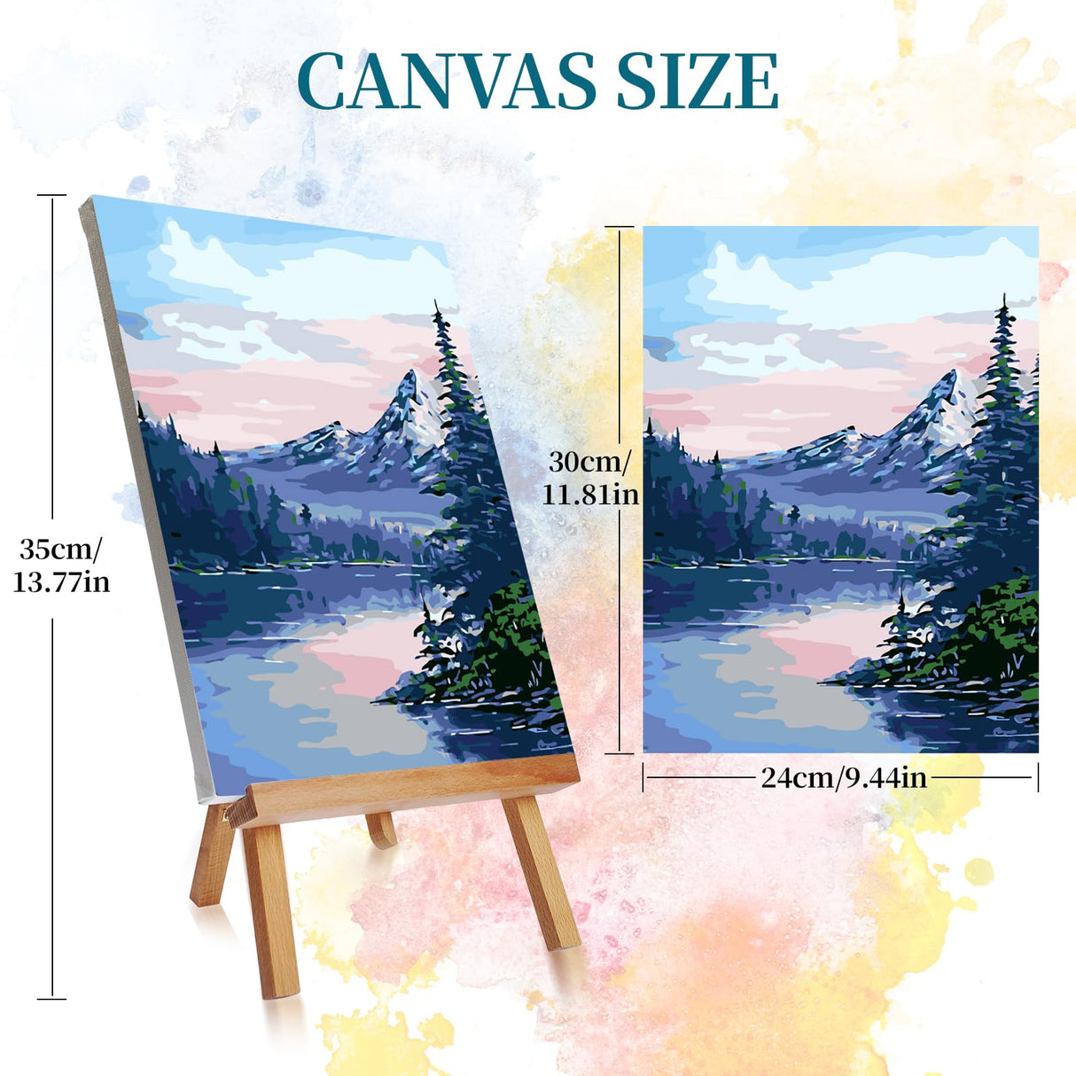 Ninonly 4 Pack Paint by Numbers Kit for Adults Framed Canvas, Art Supplies for Adults Beginners with Easel, Brushes, Acrylic Paint Set for Christmas Gift & Decor, 9 * 12 Inch