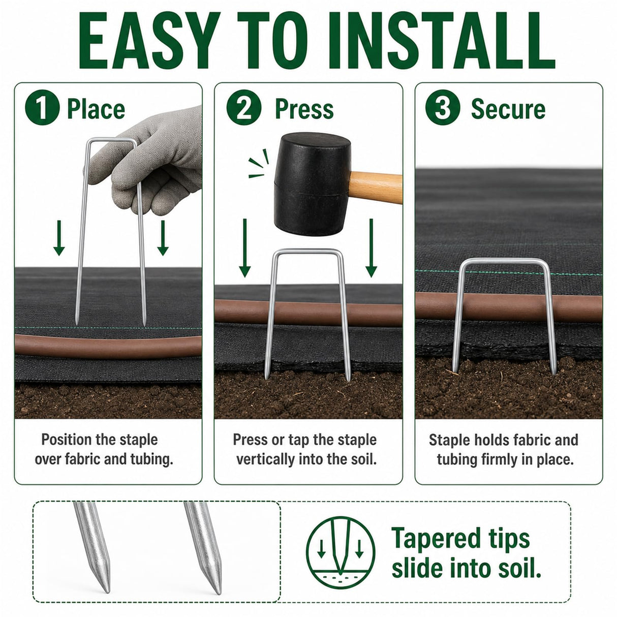 200 Pack 8 Inch Landscape Staples, Weed Barrier Stakes, 11 Gauge Galvanized