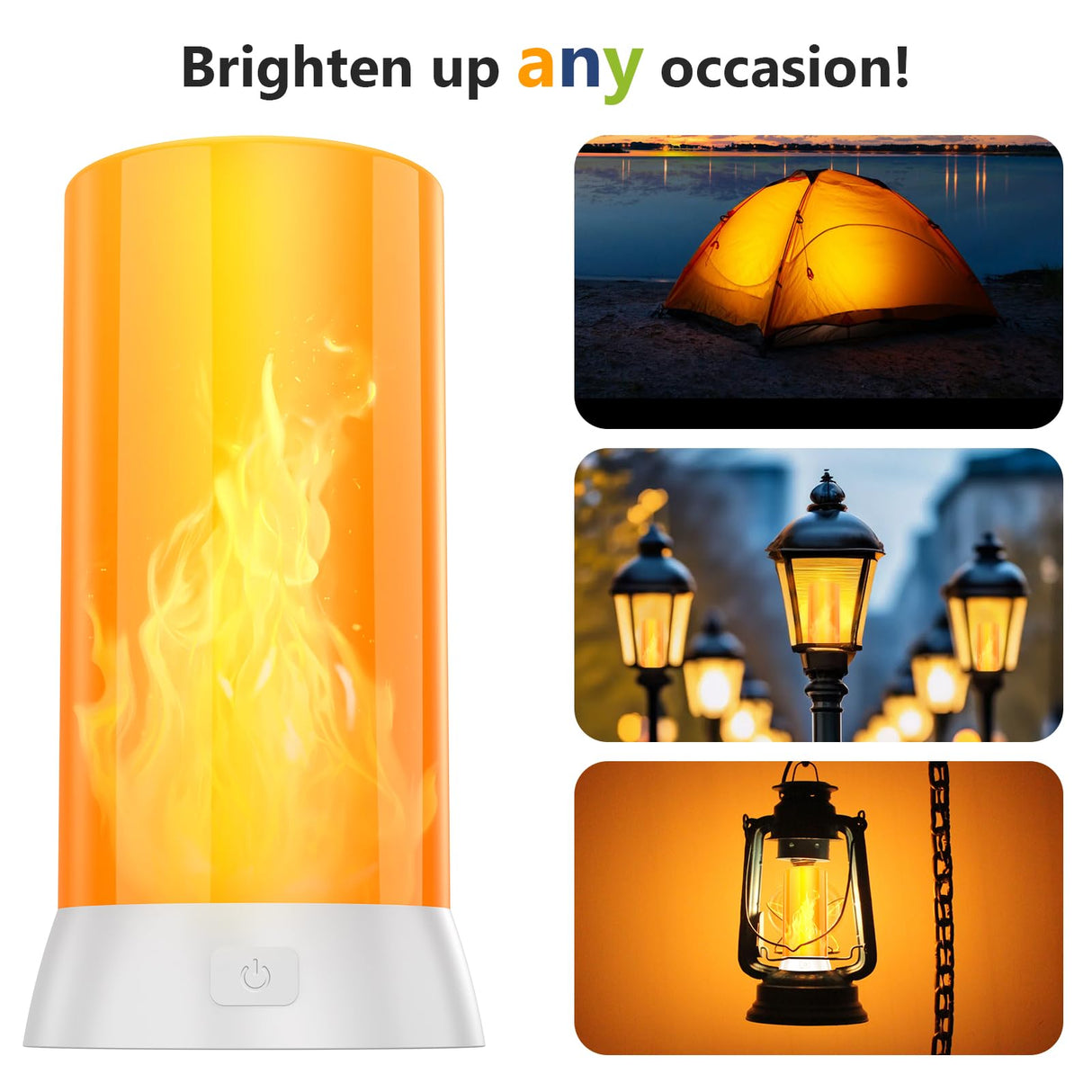 DI MORE 2PCS LED Flame Light, USB Rechargeable Flame Lamp with Remote & Timer, Waterproof Dimmable Flameless Candles Light for Home Party Garden Camping Halloween Christmas Decoration