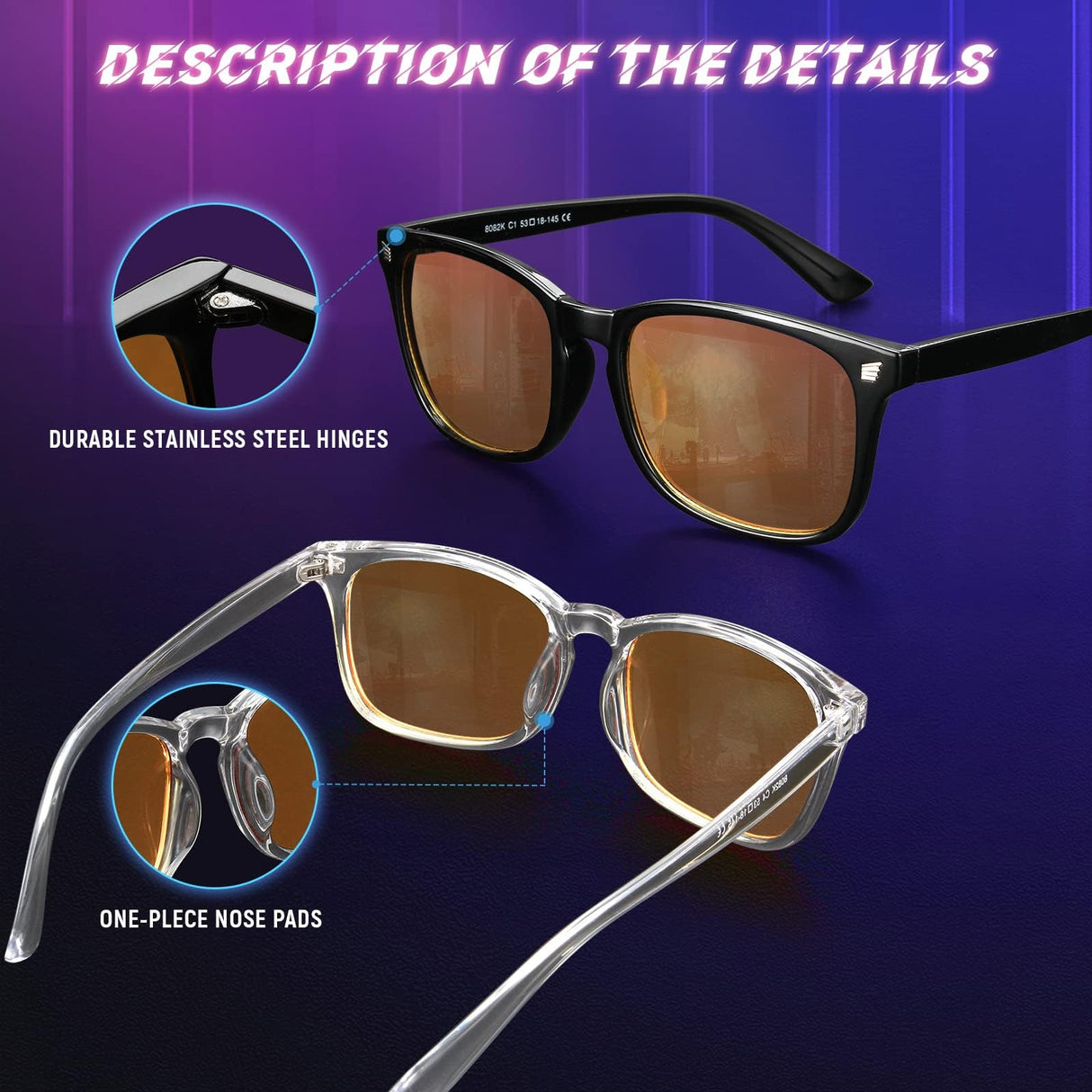 livho High Tech Blue Light Glasses - Advanced 99% Blue Light Blocking Computer Glasses - Anti Eyestrain & UV Glare Protection