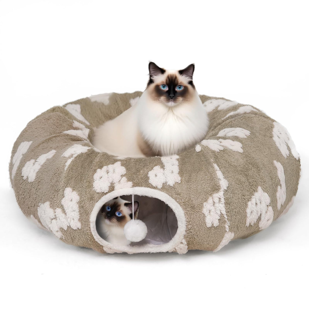 Pesen Christmas Cat Tunnel Bed with Soft Cushion, Cat Toys for Indoor Cats Enhance Bonding Between Pets and Owners, Encourage Exploration, and Satisfy Natural Instincts for Kittens, Dogs, and Rabbits
