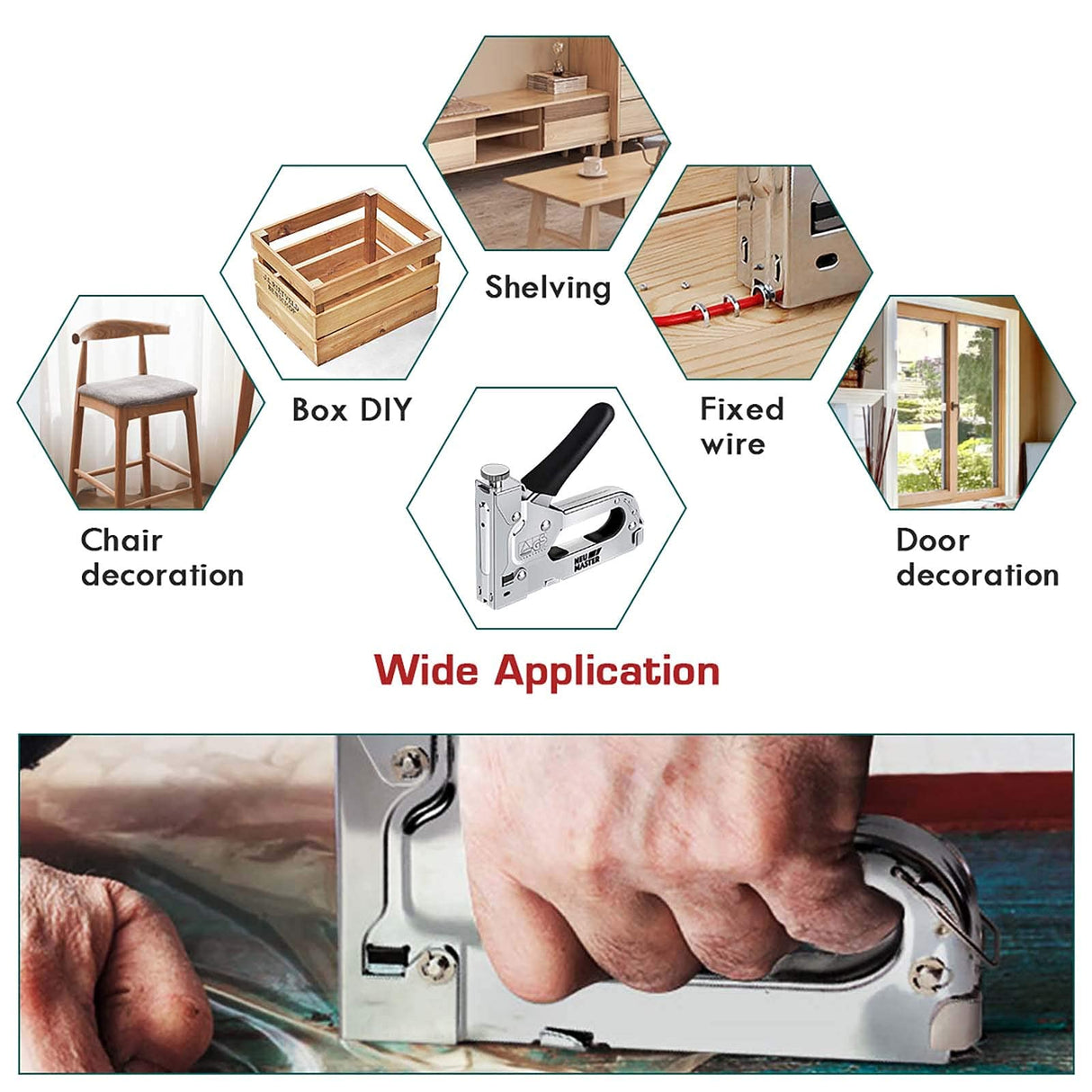 NEU MASTER 3 in 1 Staple Gun, Manual Upholstery Stapler Gun for Wood with 2000 Staples & Staple Remover, Adjustable Power Design for Furniture, Carpentry, DIY, Decoration & Home Repair