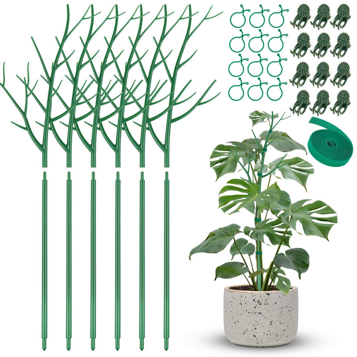 NiHome 28" Plant Support Stakes Set of 6 for Indoor & Outdoor Garden