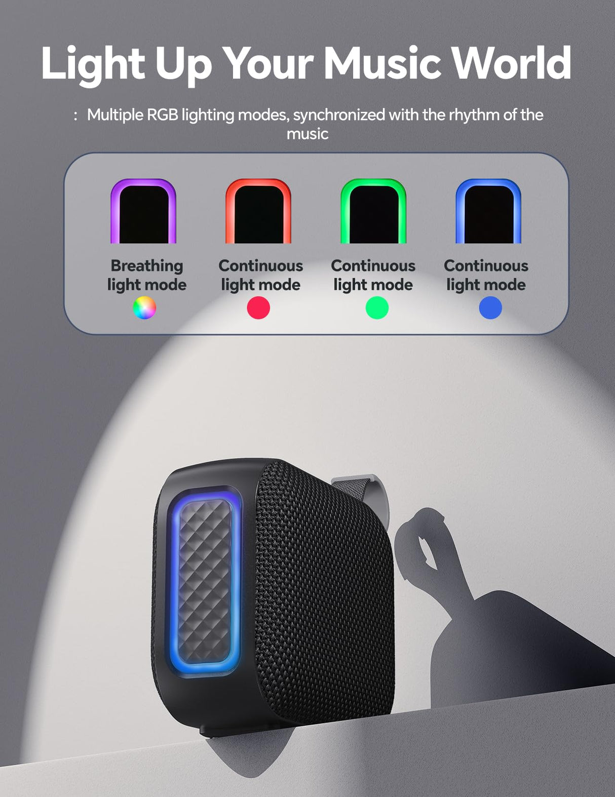 dbsono Stocking Stuffers for Teens Men Women: Christmas White Elephant Gifts for Adults, Portable Bluetooth Speaker Waterproof, IPX5 HD Sound Up to 24H Playtime, Cool Tech for Boys Girls-Black