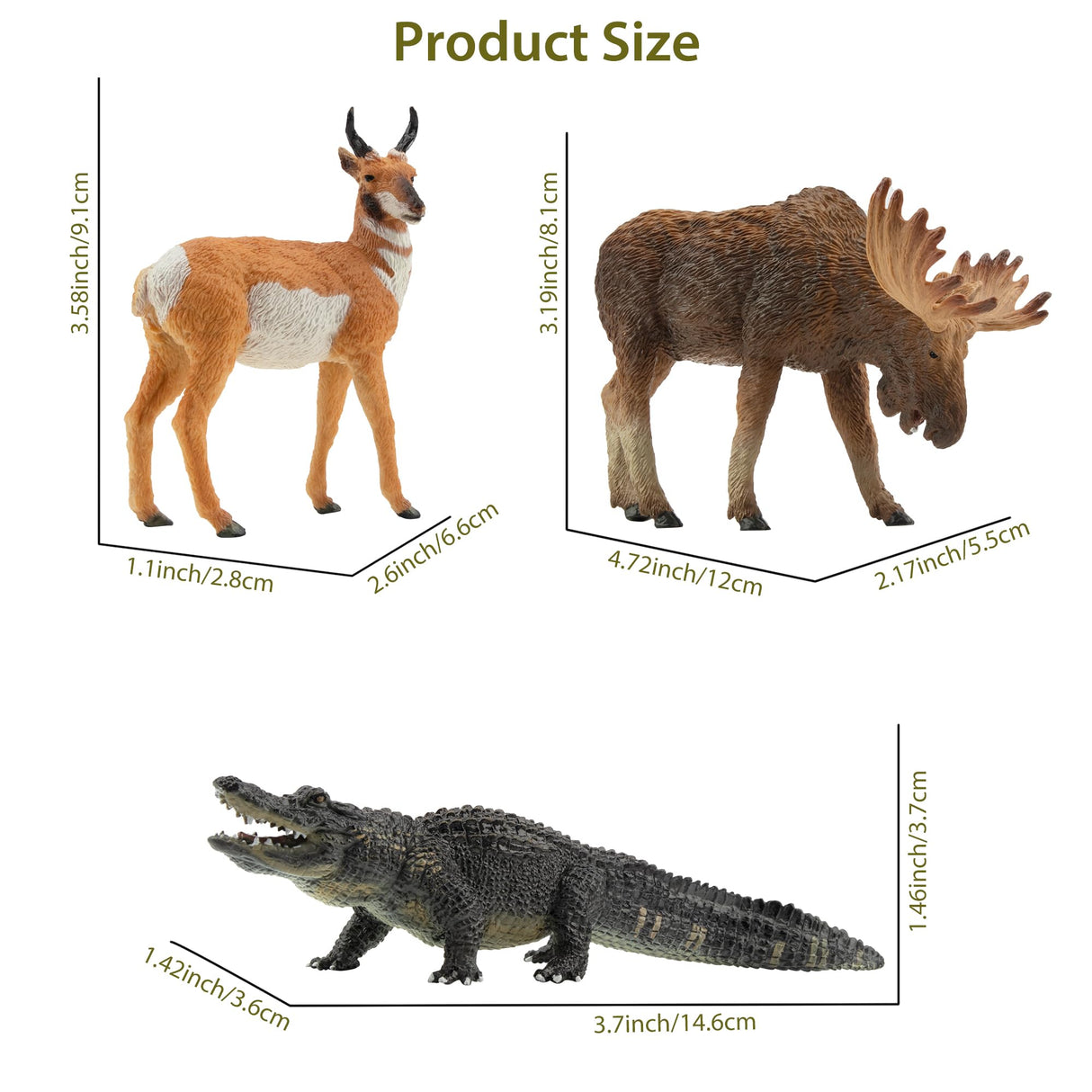 Toymany 12PCS North American Forest Animal Figurines, Realistic Jungle Animal Set Includes Moose,Cougar,Wolf,Bear,Eagle,Deer Educational Toy Cake Toppers Christmas Birthday Gift for Toddlers Kids 3-5