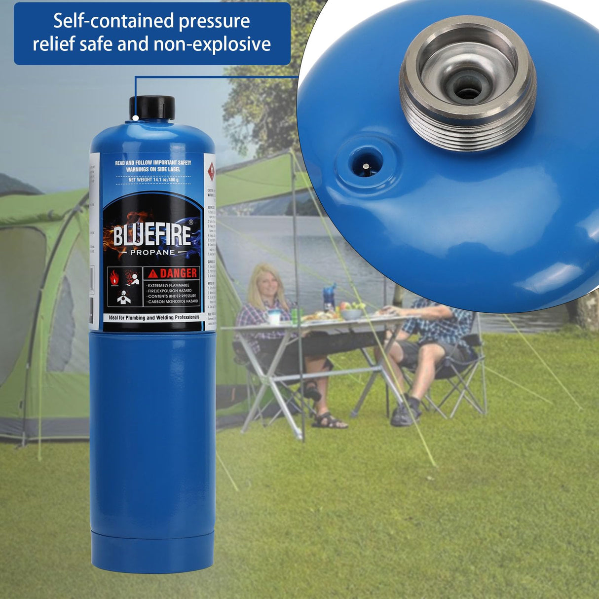 Pack of 2,BLUEFIRE Standard Propane Gas Cylinder/Canister, Welding Brazing Soldering Fuel gas, for HVAC Plumbing Cooking Grilling Gardening and Camping