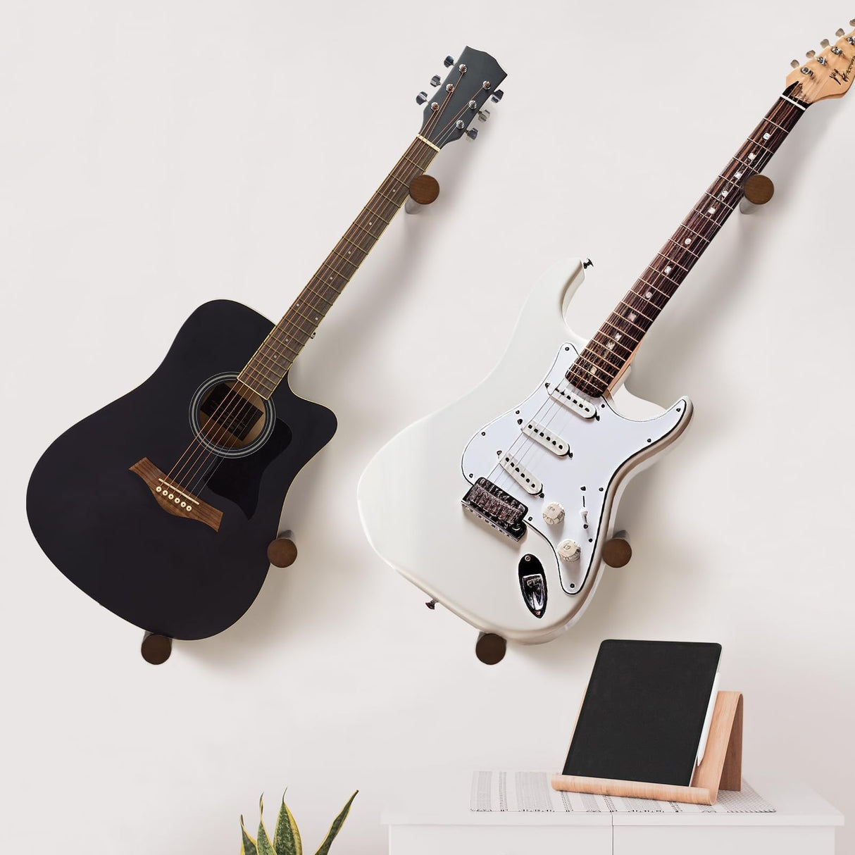 DAZZLIFE Acoustic Horizontal Guitar Hangers for Wall Wooden Wall Mount (Brown)