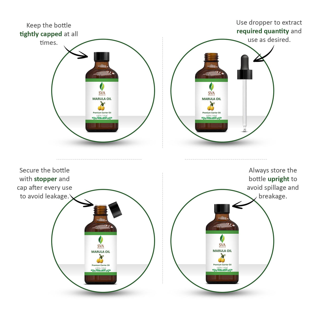 SVA Organic Marula Seed Oil - 4 Fl Oz - 100% Natural Cold Pressed Virgin Marula Oil Organic - for Face, Skin Care, Hair Care, Scalp Massage & Body Massage – Unrefined Carrier Oil with Dropper