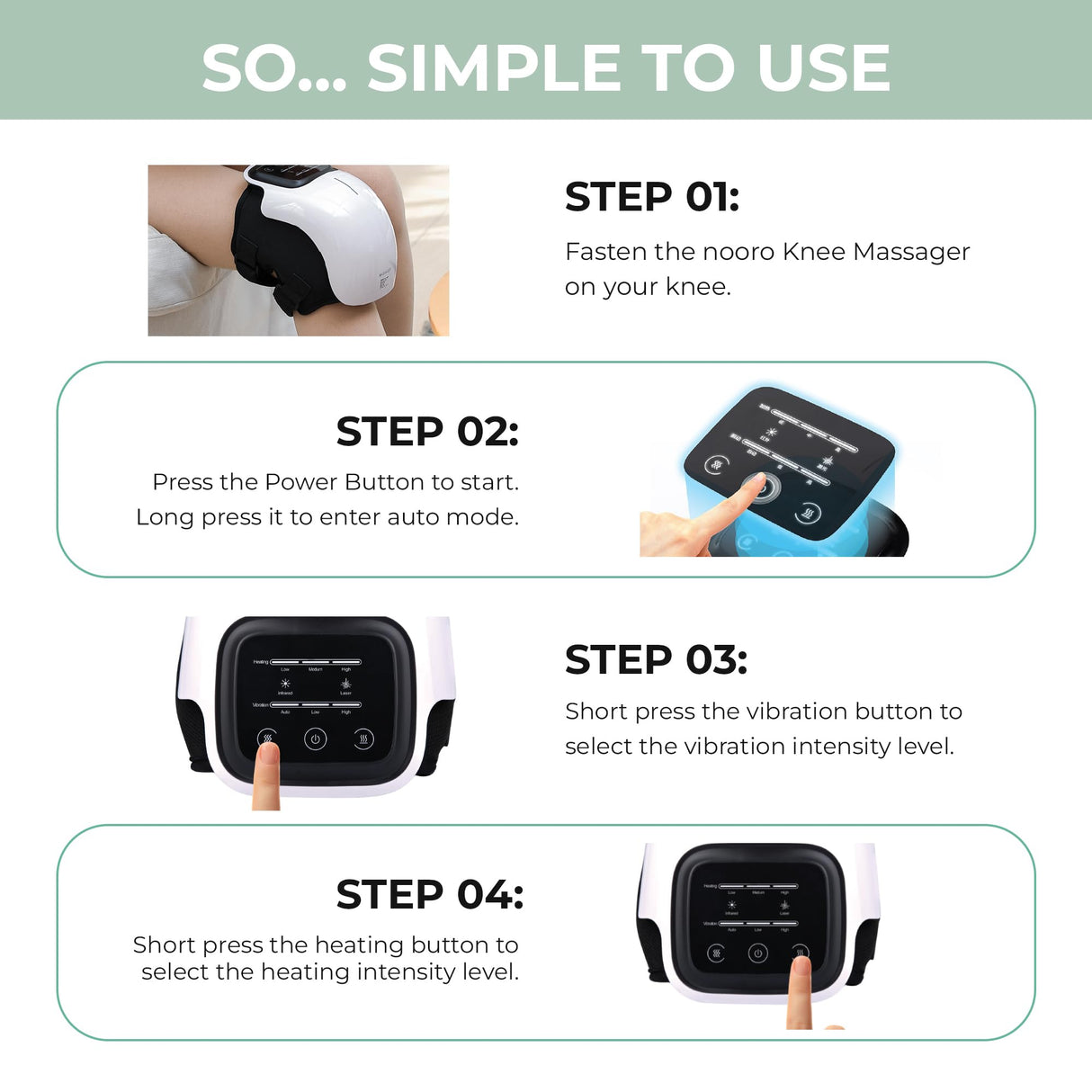 nooro Portable Knee Massager with Heat, Red Light, & Massage Therapy, Relax Tight Muscles and Helps Minor Joint Stiffness and Discomfort, Hands-Free Design