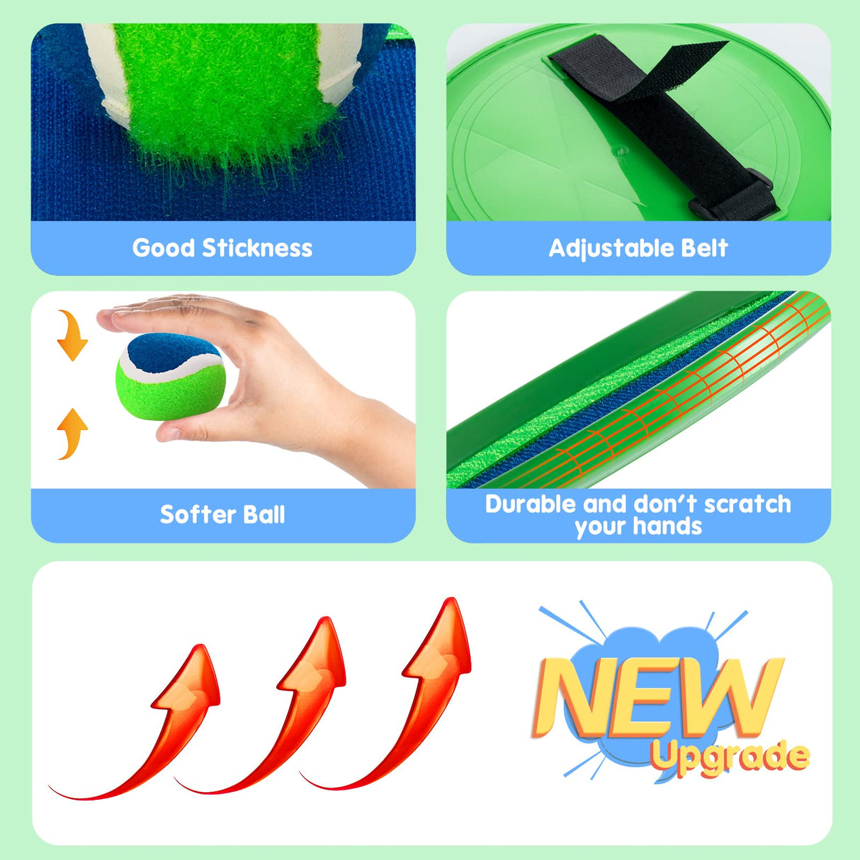 Weehoey Beach Games - Kids Toys - Outdoor Games for Kids, Toss and Catch Ball Set with 6 Paddles 3 Balls, Toys for 3 4 5 6 7 8+ Year Old Boys Girls Christmas Birthday Gifts