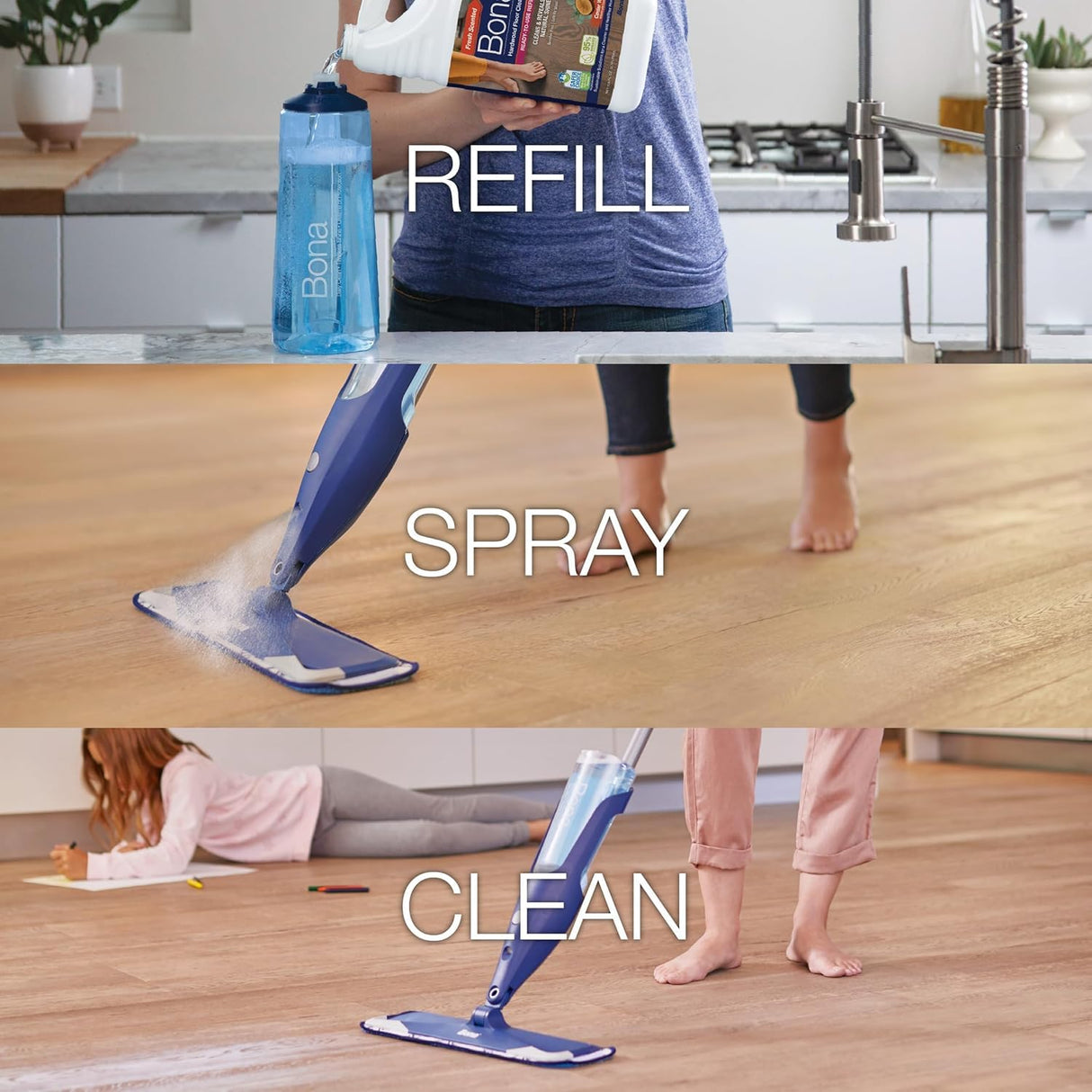 Bona Hardwood Floor Cleaner Refill - 128 fl oz - Cedar Wood Scent - Residue-Free Floor Cleaning Solution Spray Mop and Spray Bottle Refill - For Wood Floors
