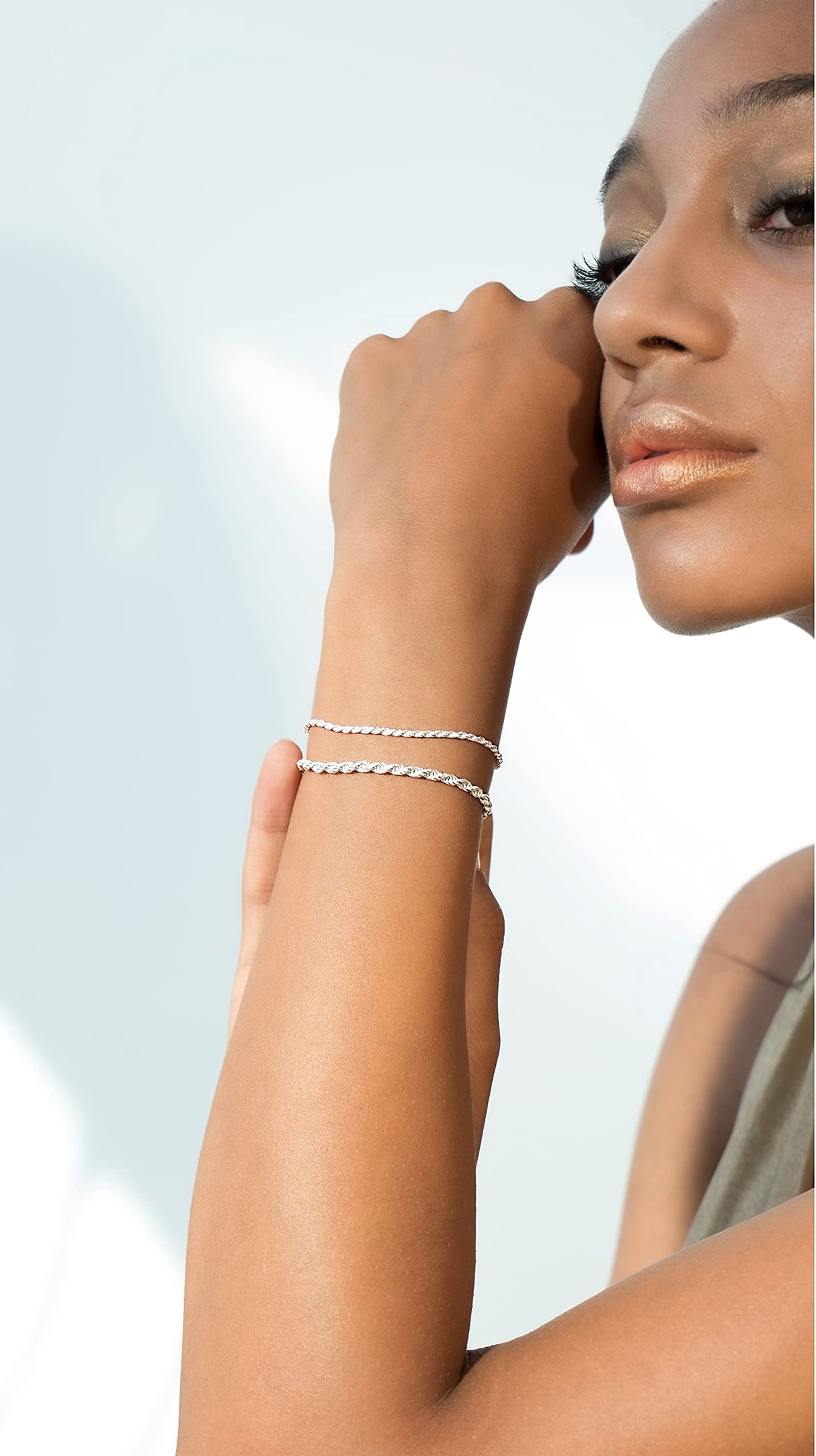 Miabella Solid 925 Sterling Silver Italian 2mm, 3mm Diamond-Cut Braided Rope Chain Bracelet for Women Men, Made in Italy (2mm - Length 6.5 Inches)