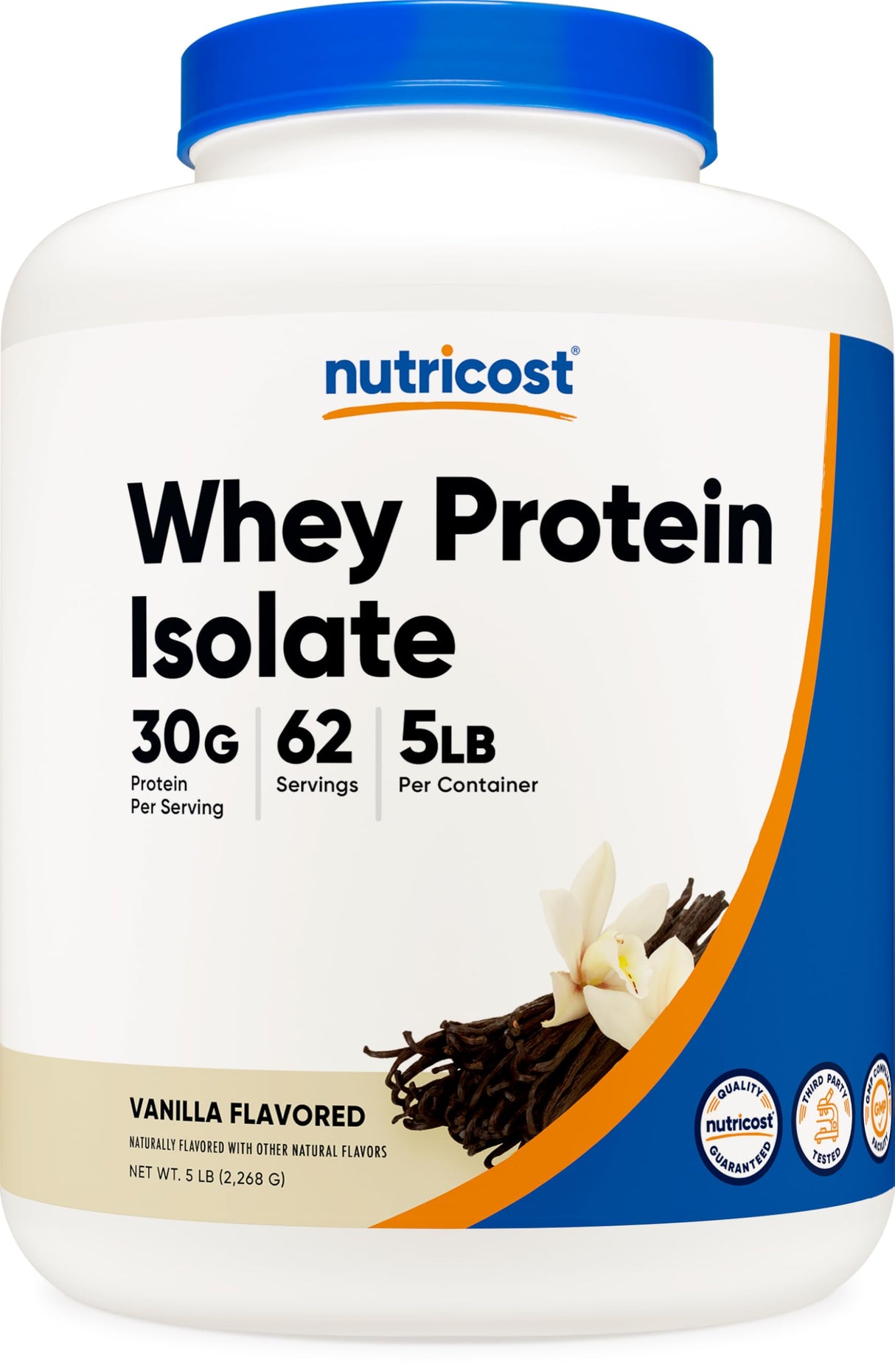 Nutricost Isolate Whey Protein Powder, Vanilla, 5 pounds