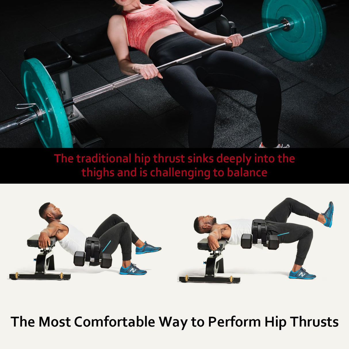 HOOJAKU Hip Thrust Belt, Easy to Use with Dumbbells, Kettlebells, or Plates, Booty Belt for Hip Thrust with Slip-Resistant Padding for the Gym, Home and Workouts
