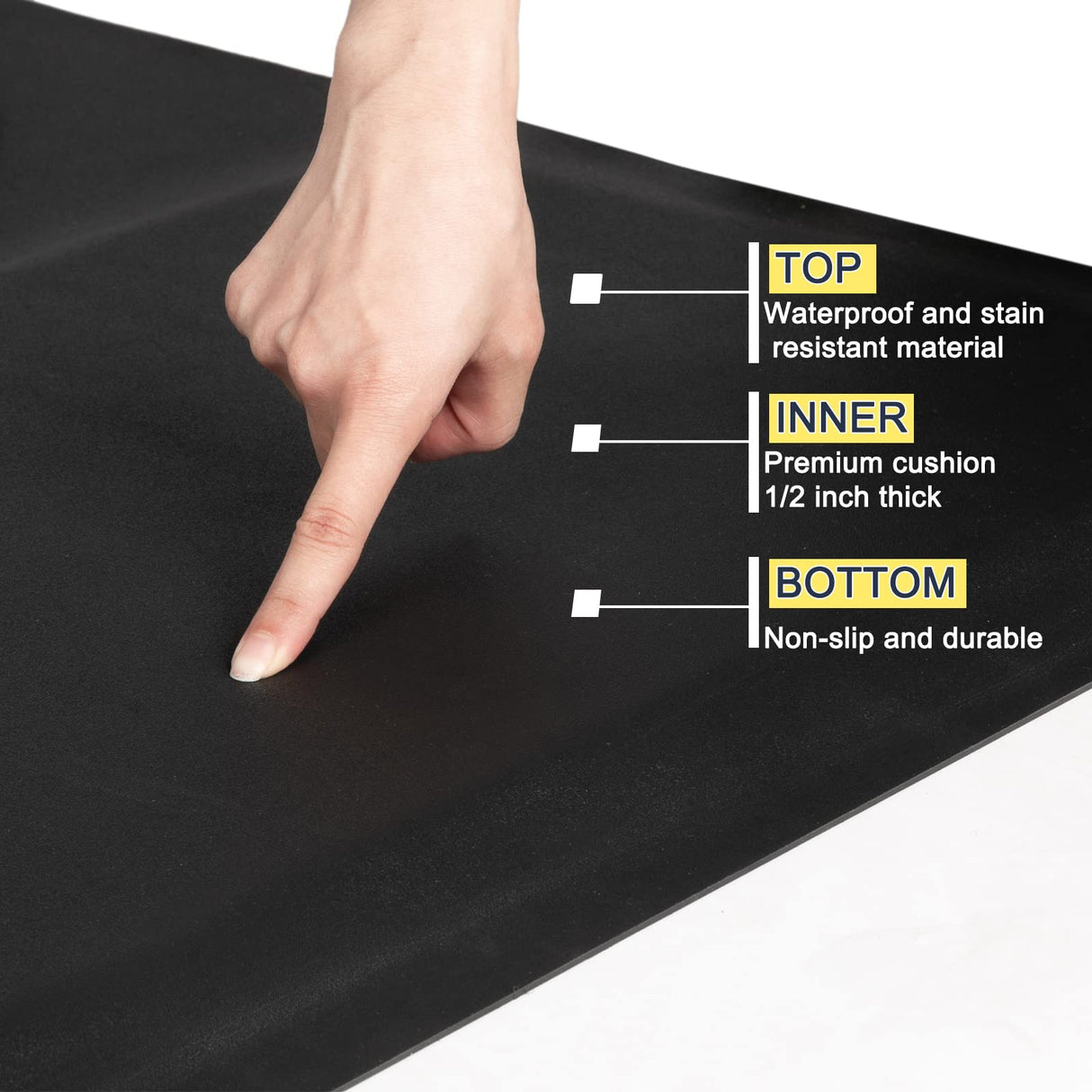 OmySalon 4'x5' - 1/2'' Thick Salon Anti Fatigue Mat for Hairstylist Standing, Barber Floor Matt with Circle Cut Out for Styling Chair, Hair Cutting Hairdressing Equipment
