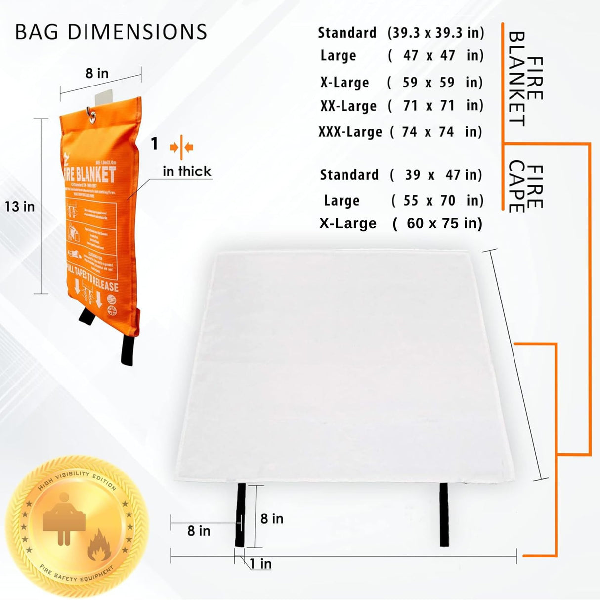 Supa Ant Silicone Fire Cloak for Fireproof Suit Emergency Blanket for Home and Kitchen - Emergency Poncho as Heat Shield Blanket -Fire Resistant Hoodie-Escape Suit with Cape and Hood (70x55 in.-Large)