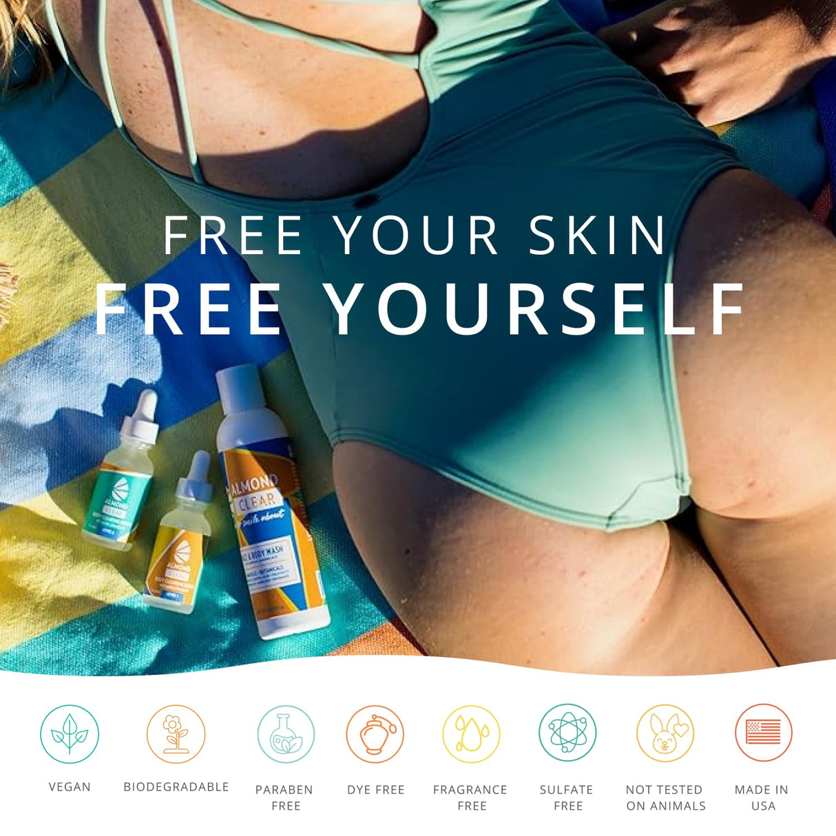 Almond Clear Level 2 Serum | Mandelic Acid Body Serum for Acne, Folliculitis, Aging Skin, Ingrown Hairs, Dark Spots on Face, Chest, Butt, Back, Thighs, Arms | 4 oz