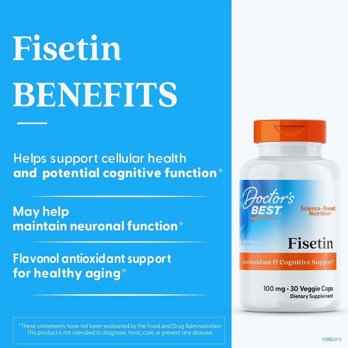 Doctor's Best Fisetin with Novusetin, Non-GMO, Vegan, Gluten & Soy Free, 100 mg, 30 Count