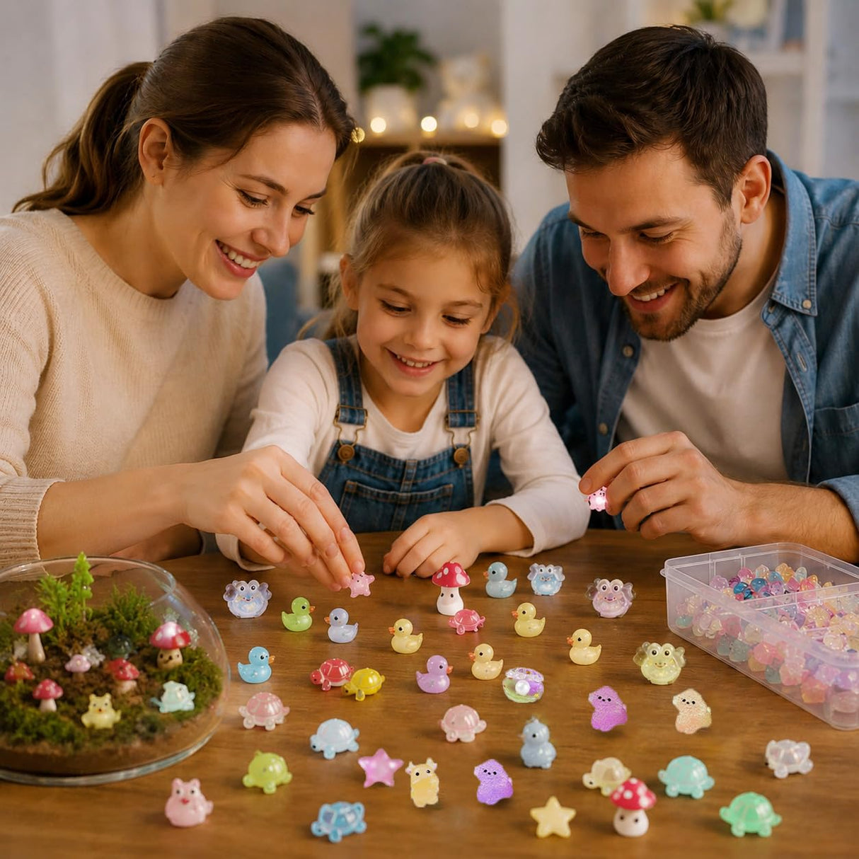 LJMBOEN 400pcs Luminous Mini Resin Animal in The Dark Tiny Miniature Figures Ornament Duck Frog Mushroom Owl Dog Rabbit Crab Dolphin Shell Fairy Garden Accessories Aquarium Landscape Bonsai Decor