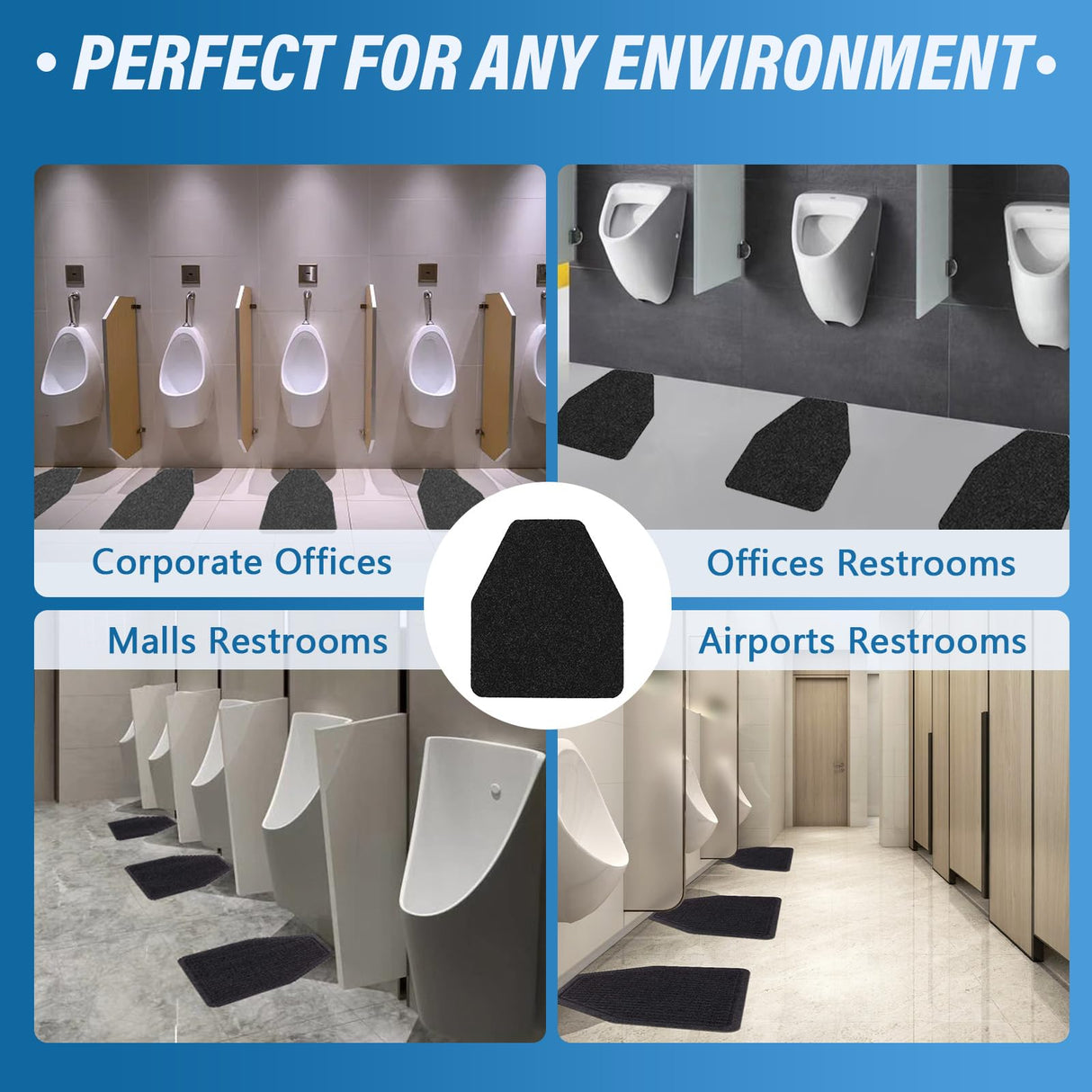 6Pcs Urinal Mats for Men Bathroom Commercial Floor Mats Pads for Mens Room Non Slip Splash Toilet Bulk Washable Disposable Large Color Grey 17Inch x 20.5Inch