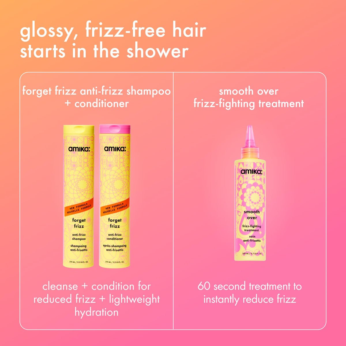 amika season's smoothing anti-frizz set | exclusive limited edition set with humidity protection for smooth, frizz-free hair