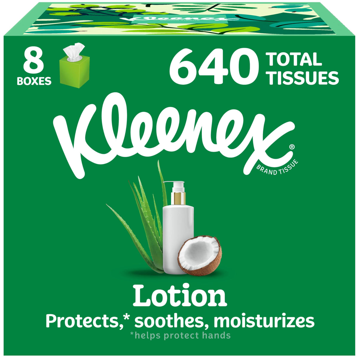 Kleenex Lotion Facial Tissues, 8 Cube Boxes, 80 Tissues per Box