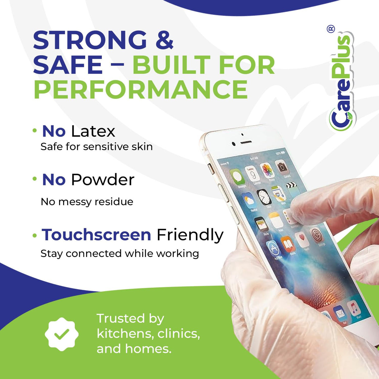 CARE PLUS Vinyl Gloves Clear Small Size 200 Count | Heavy Duty, Non-Sterile, Powder-Free, Latex-Free Rubber | Food Prep, Kitchen & Cleaning Gloves, Ideal for Professional Use