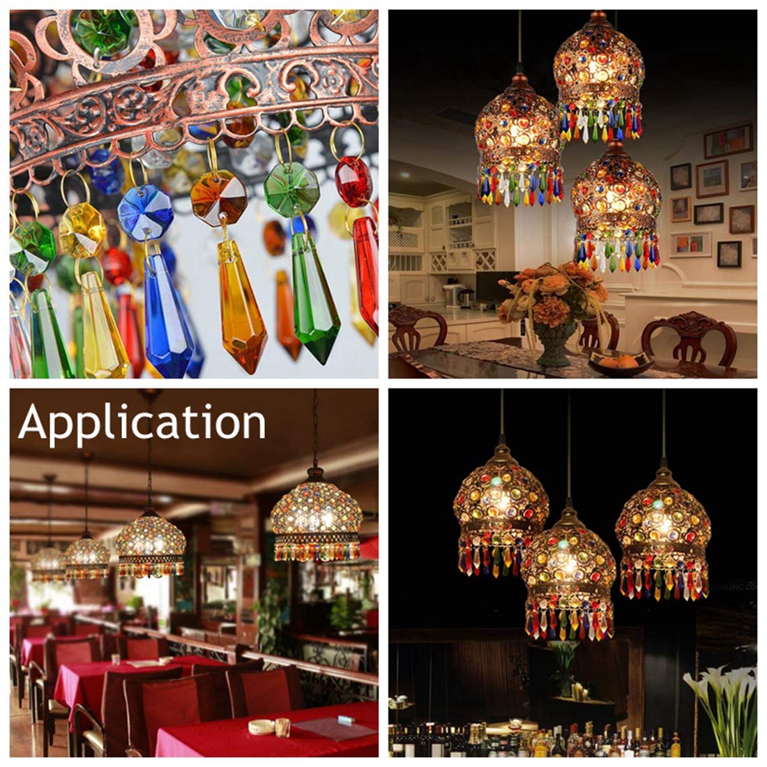 50 Pcs 38mm Multi-Color Crystal Icicle Prisms Chandelier Hanging Lamp Decor