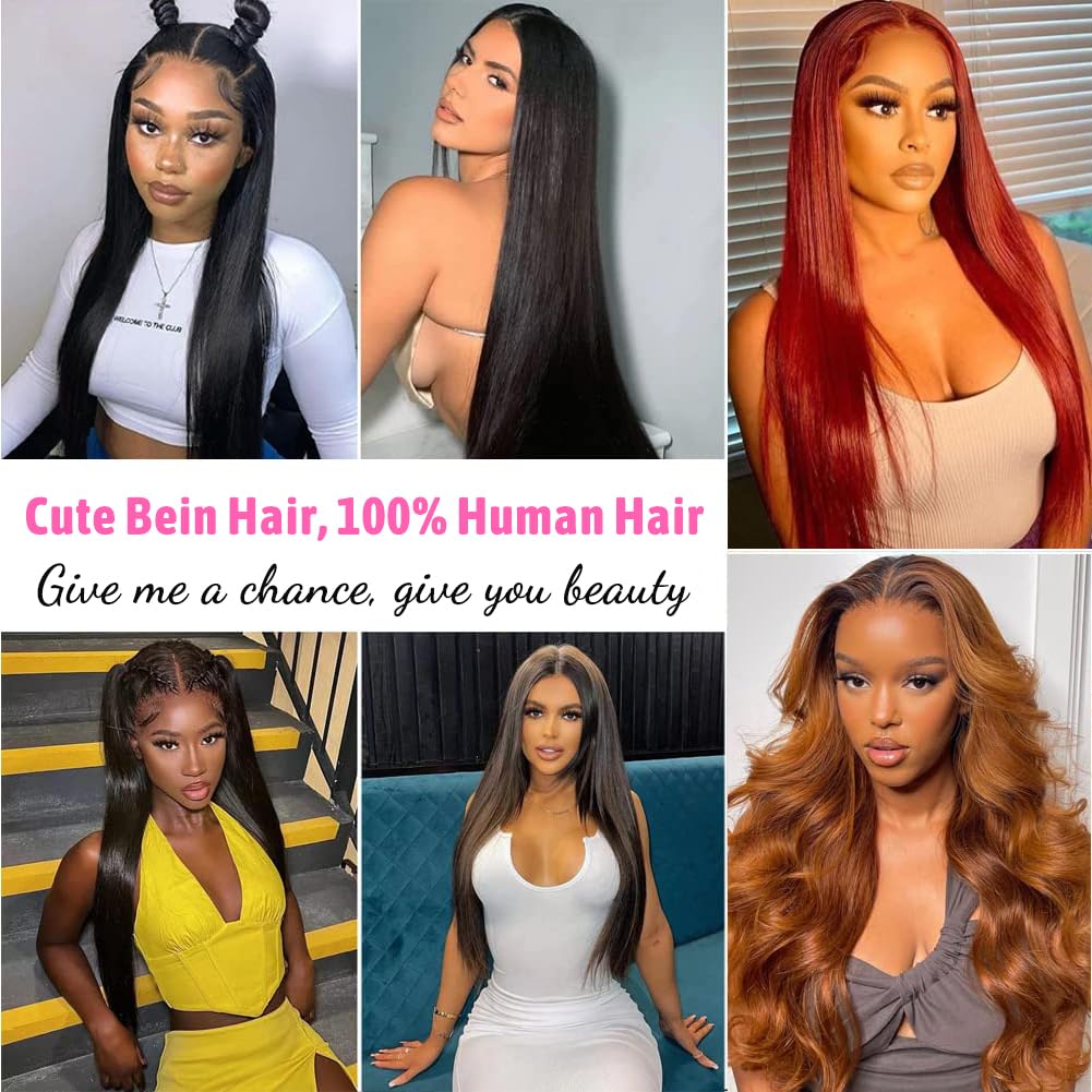 CUTE BEIN 250% Density 30 Inch 13x6 Lace Front Wigs Human Hair,100% Human Hair, Straight HD Transparent Lace Front Human Hair Wigs for Black Women, Glueless Wigs Human Hair Pre Plucked with Baby Hair