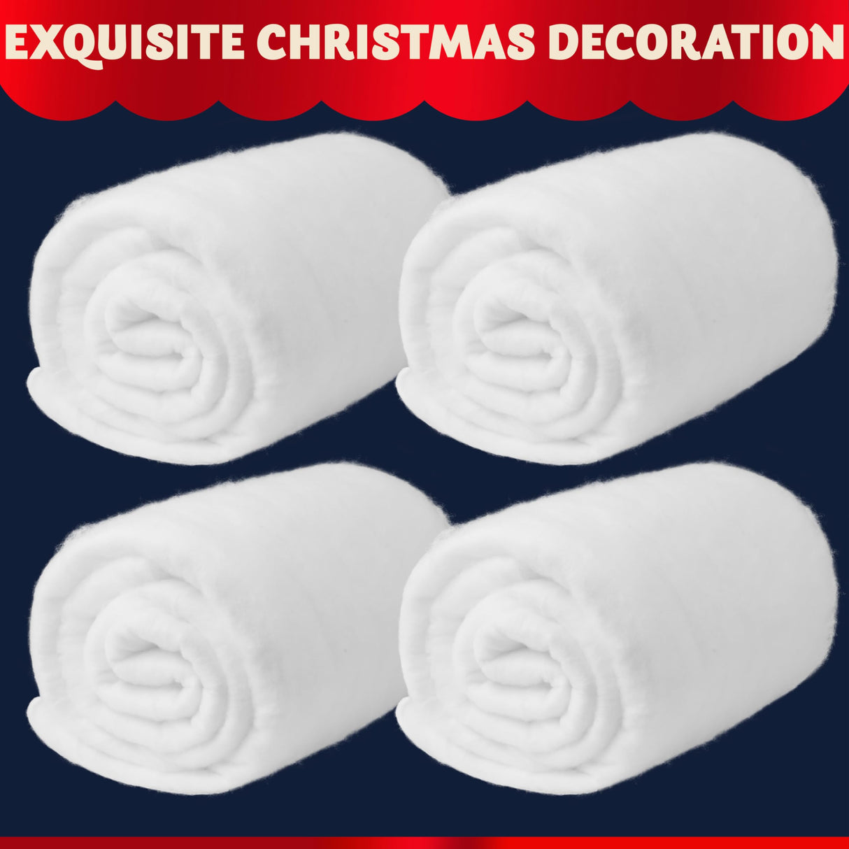 JOYIN Christmas Snow Blanket Roll (3x8 Ft,4 Pcs) for Christmas Decorations, Village Displays, Under The Xmas Tree-Thick White Soft and Fake Snow Cover for Holiday Decor and Winter Displays