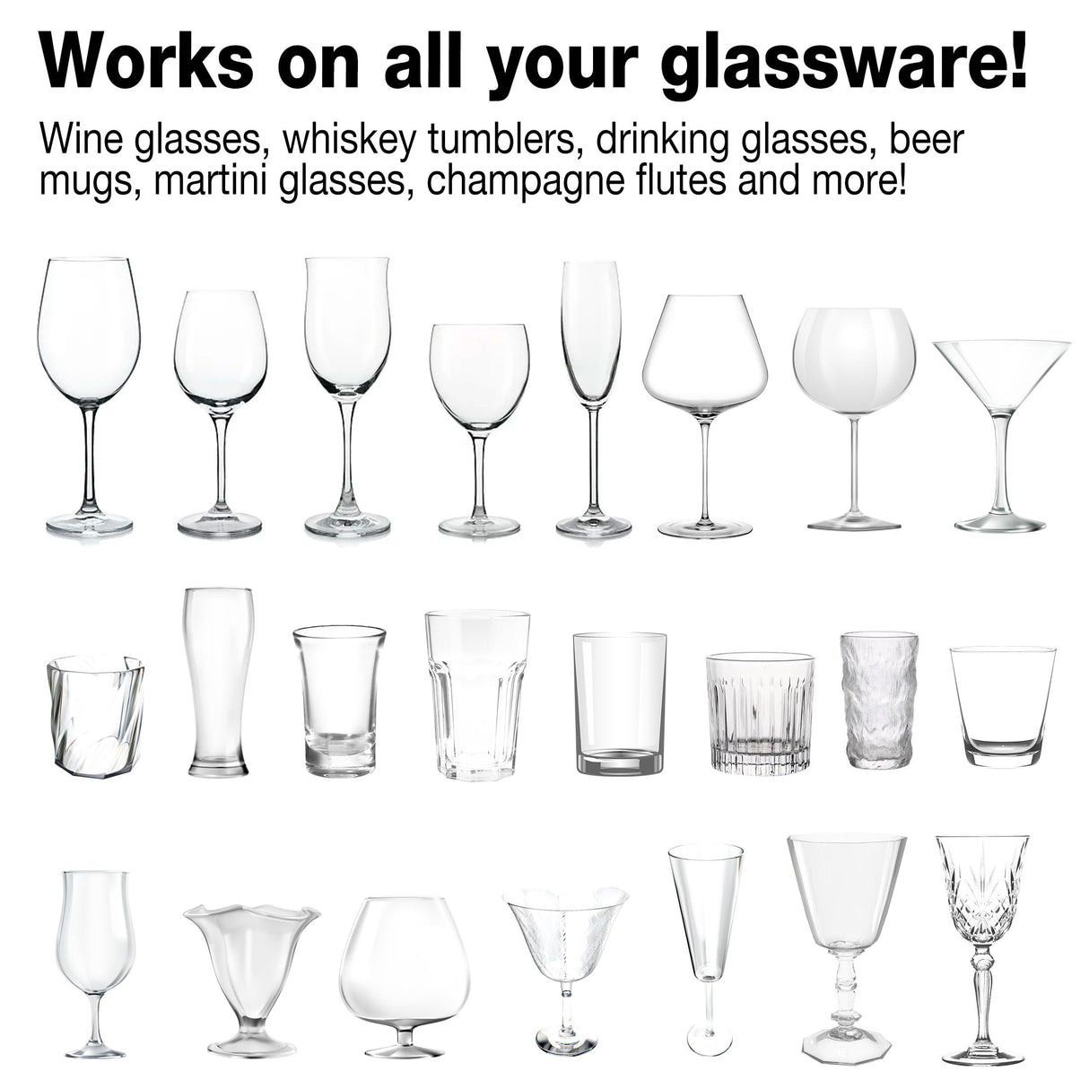 Home Glassware Polisher, World's First Affordable Spinning Glass Polisher, 600 RPM Dries, Polishes, All Glasses, Wine, Bar, Drinking, Wet/Dry, For Sparkling Glassware, Black, Classic Matte