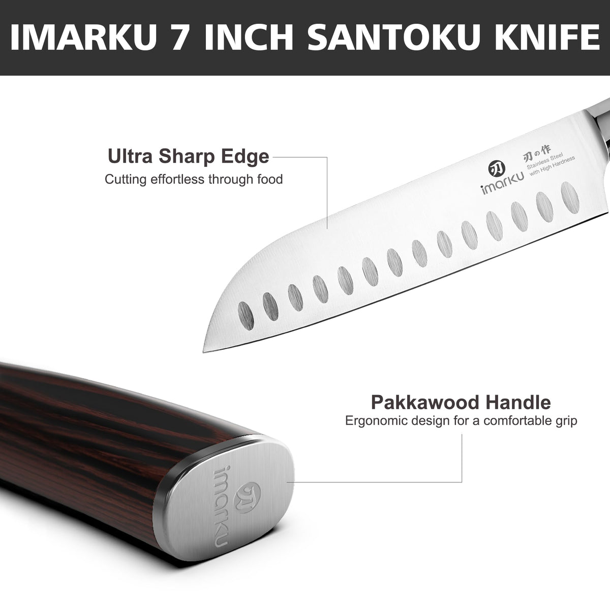 imarku Santoku Knife 7 Inch with Sharp Japanese High Carbon Stainless Steel
