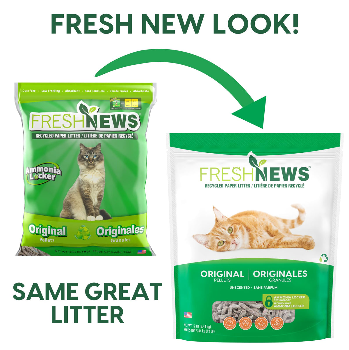 Fresh News Original Pellet Non-Clumping Paper Cat Litter, 25 Pound