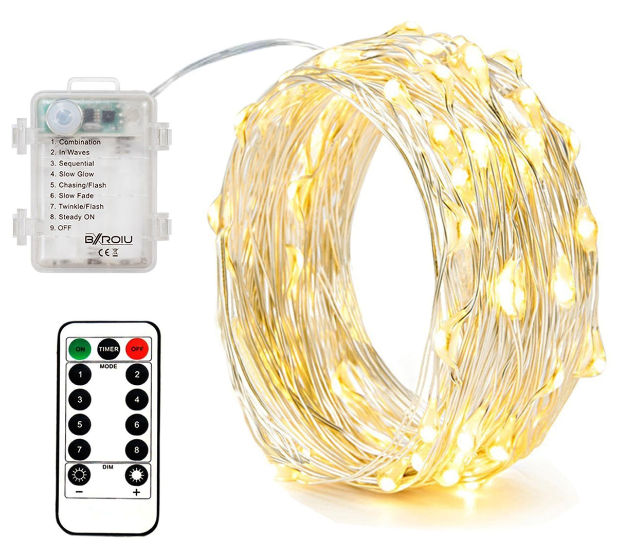 BXROIU 4 Pack Battery Operated Fairy String Lights, 8 Modes 5M Silver Wire with Remote & Timer - 50 LEDs Waterproof for Bedroom, Wedding, Christmas, Party Decorations