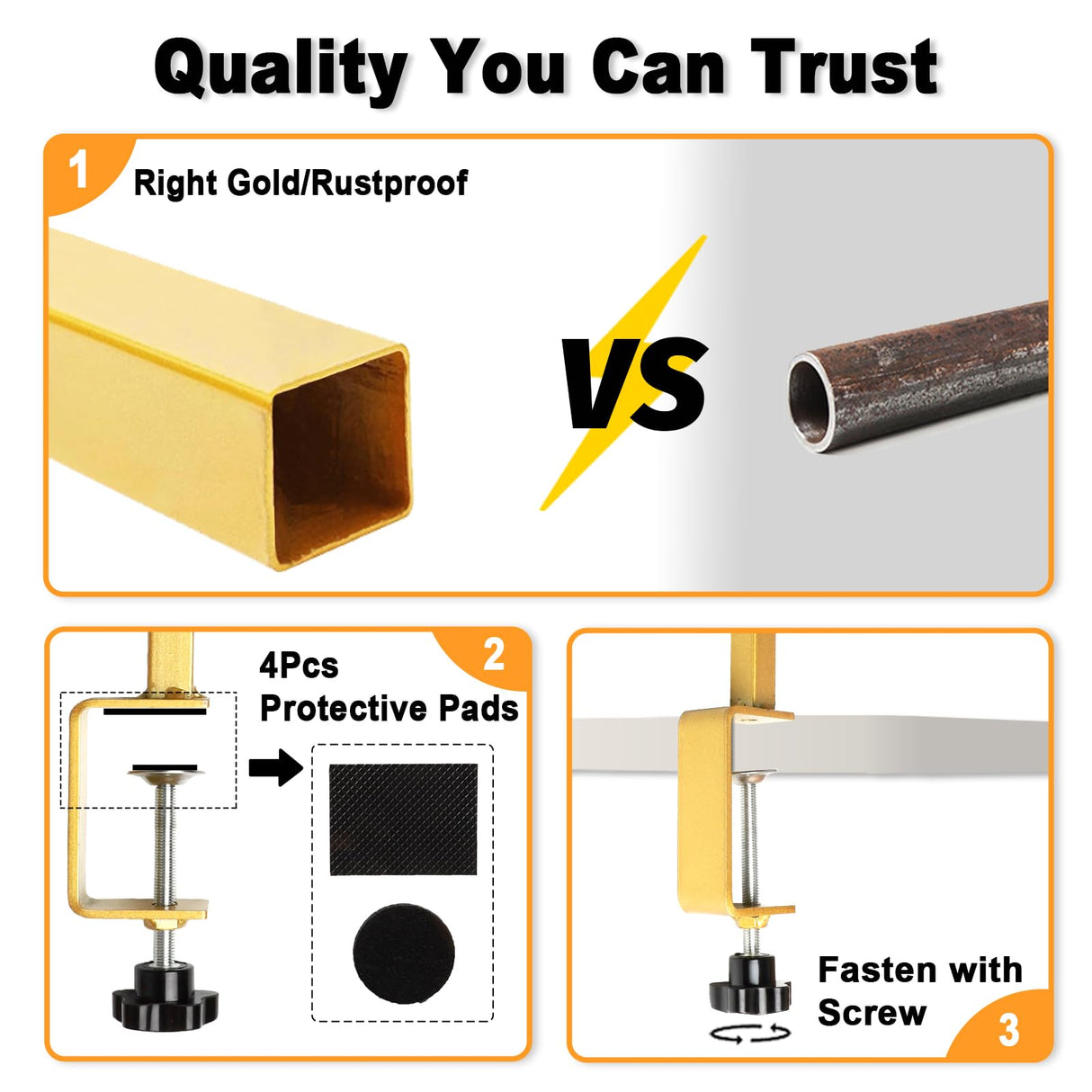 Over The Table Rod Stand with Clamps, Adjustable Table Arch 28"-98" Length, 13"-42" Tall, Table Balloon Arch Stand for Wedding, Birthday, Christmas, Halloween, Craft, Party Decoration, Gold