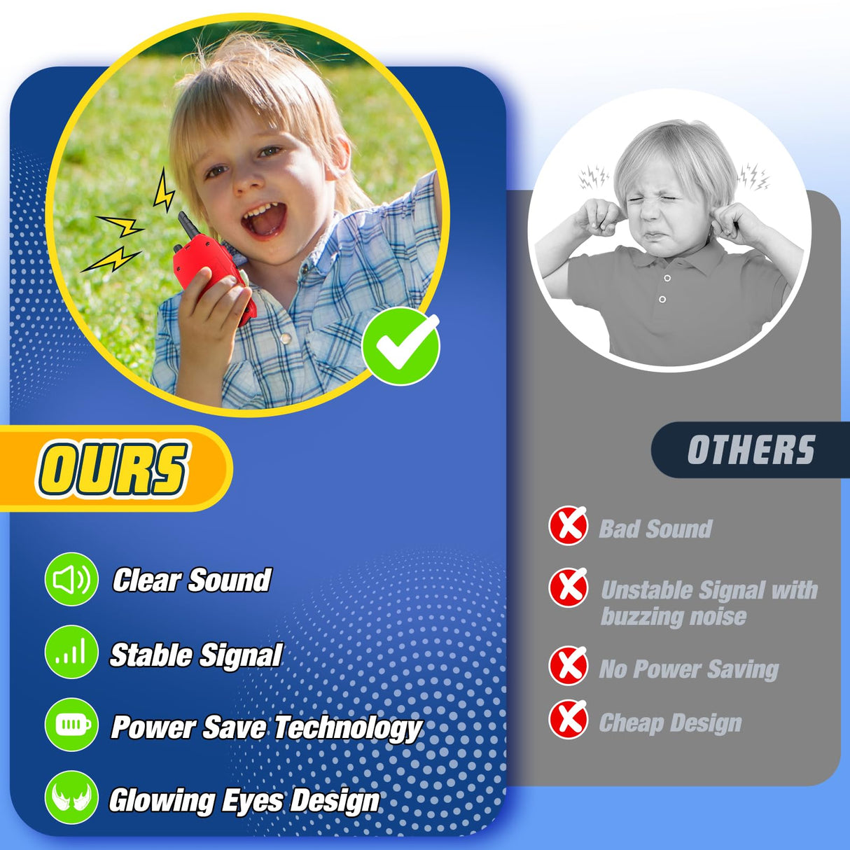 Walkie Talkies Toys for Boys Girls: 3 Pack Kids Christmas Stocking Stuffers Birthday Gifts for 3 4 5 6 7 8 9 10 Year Old Boys Toddler Outdoor Camping Toy 2 Way Radio Toy for Grandkids Age 3-4 4-6 5-7