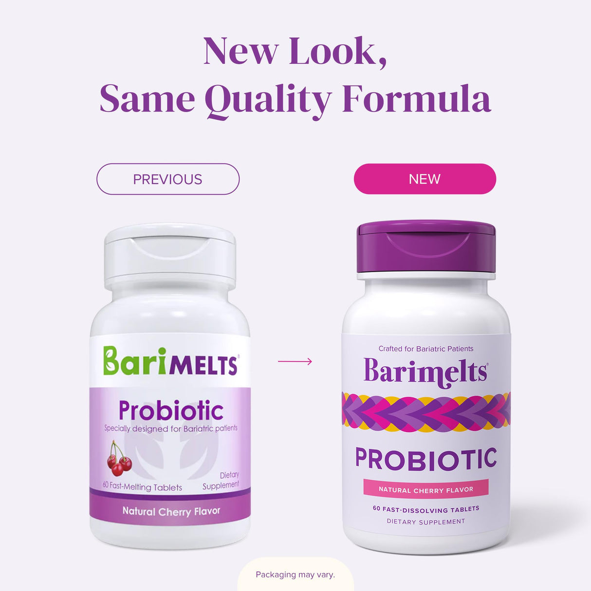 BariMelts Probiotic, 5 Billion CFU, 60 Fast-Dissolving Tablets (2-Month Supply), Sugar-Free Probiotics for Women, Support Gut Health After Bariatric Surgery, Natural Cherry Flavor