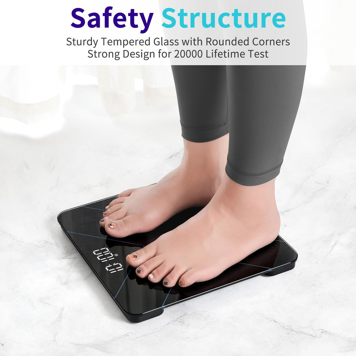 Vitafit Digital Bathroom Scale for Body Weight, Weight Scale Professional Factory Since 2001, White LED and Step-On, 3*AAA Batteries Included, 400lb/182kg, Black