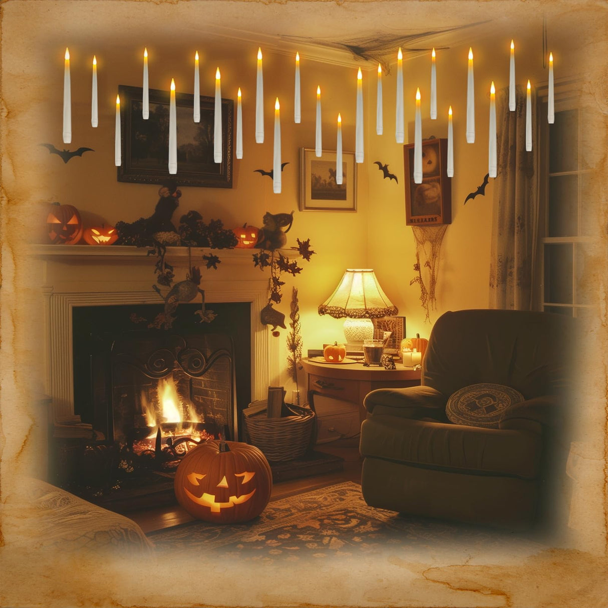 Homemory 20PCS Floating Candles with Wand Remote, Magic Hanging Candle with Timer, Flickering Warm Light Floating Candles for Halloween Christmas Birthday Party Decor