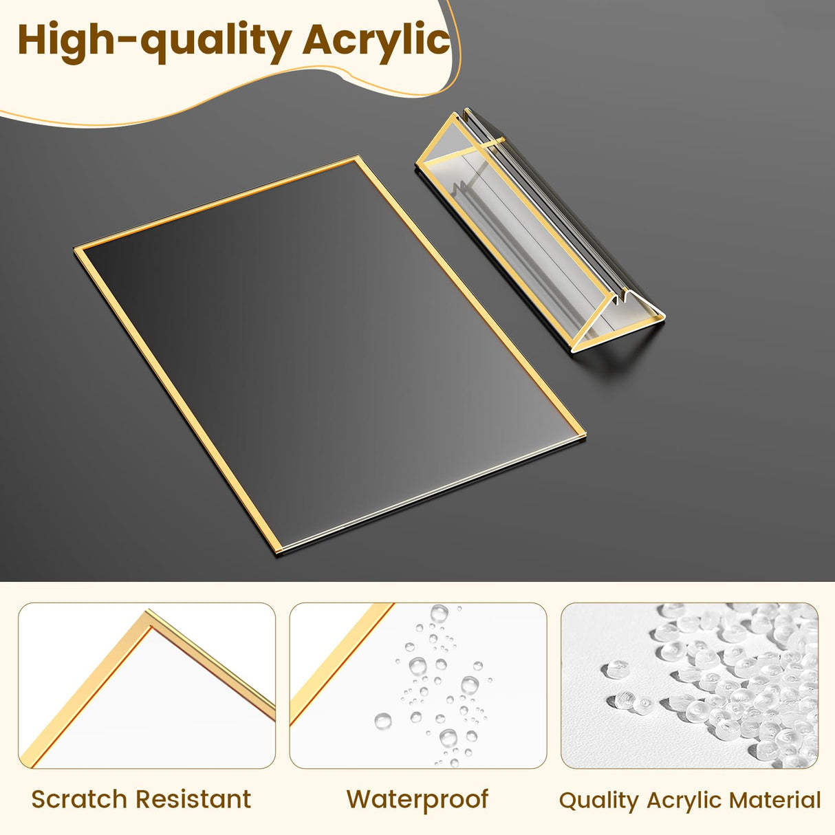 YOAEAILY Gold Frames 8X10 Acrylic Sign Holder Double-Sided Picture Frames for Menu, Wedding Table Number, Christmas Photos With Removable Round Stickers - 6 Pack