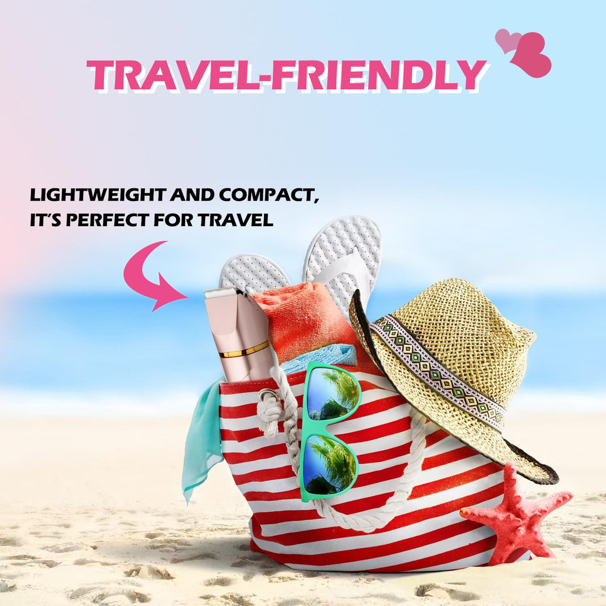 Bikini Trimmer for Women 2-in-1 – Rechargeable Electric Razors for Women, Painless Electric Shaver for Bikini, Underarm, Legs, Arms – IPX7 Waterproof, Compact Travel Design