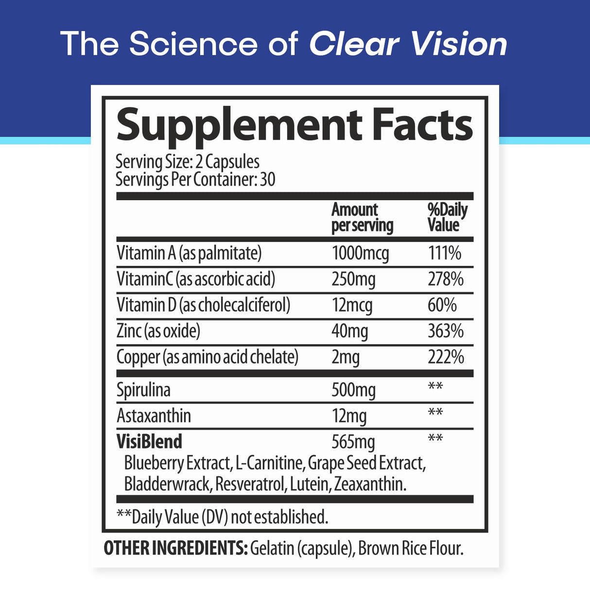 VisiUltra Eye Health Supplement – 14 Essential nutrients for Clear Vision, Blue Light Protection, and Long-Term Eye Health. Supports Clarity and Eye Wellness. 60 Capsules. (1 Pack)