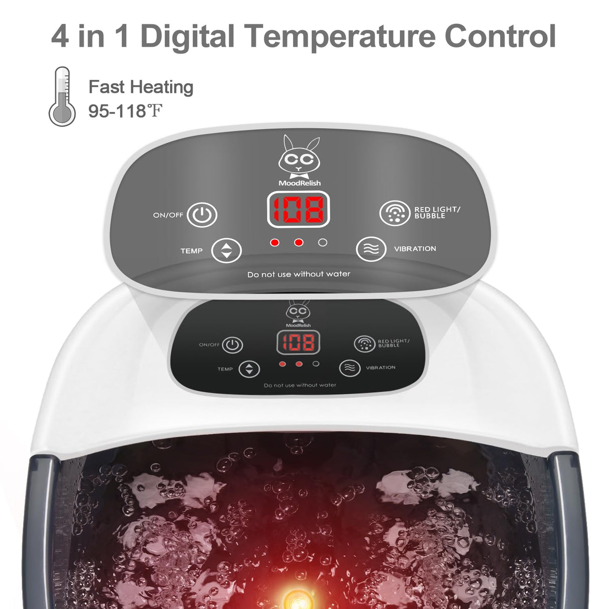 Foot Spa Bath Massager with Heat Bubbles and Vibration Massage and Jets, 16 OZ Calming Lavender Foot Soak Epsom Salt, Foot Soaker with Red Light, 22 Massage Rollers, Adjustable Temp - Grey