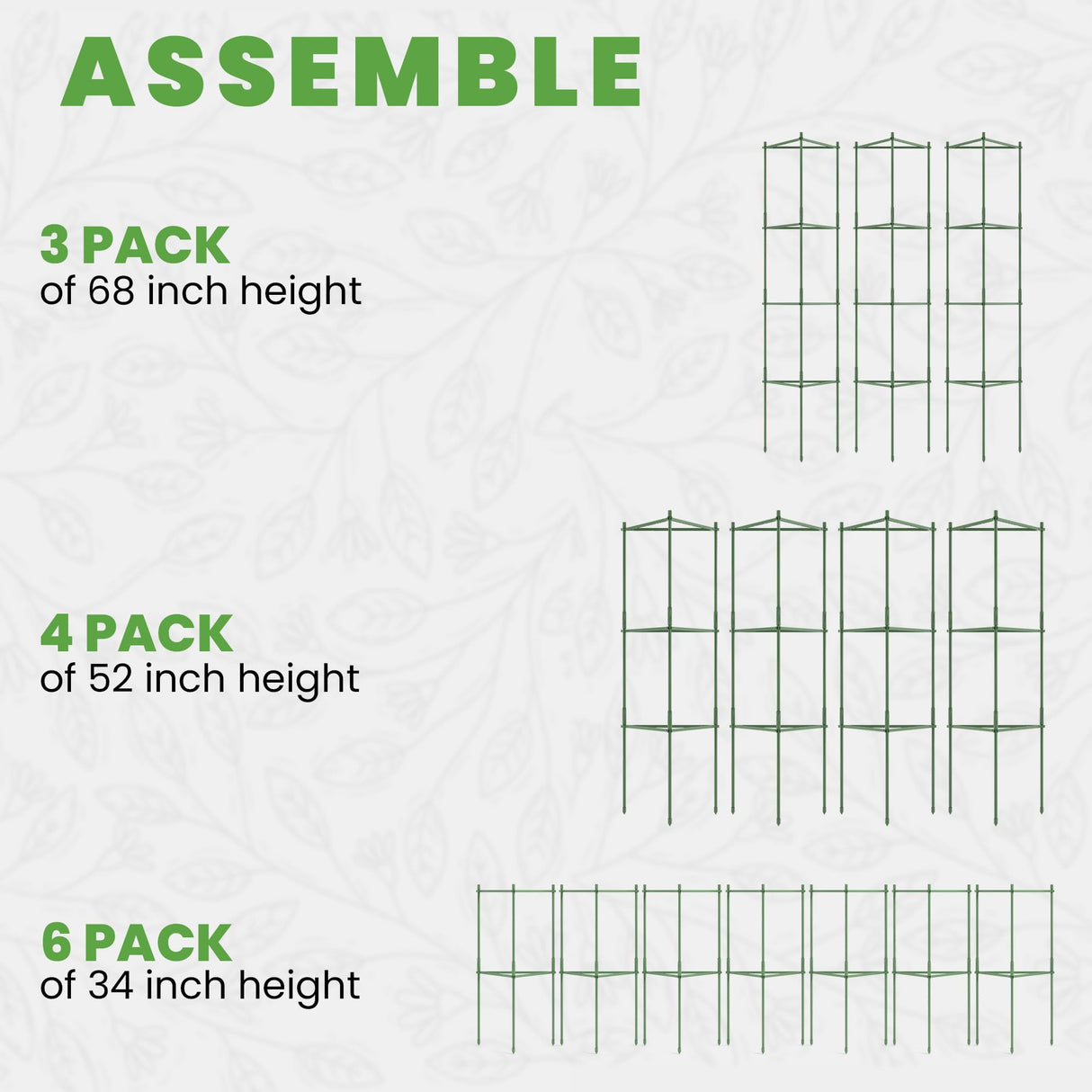 K-Brands Tomato Cage - Tomatoes Plant Stakes Support Cages Trellis for Garden and Pots (3 Pack - Extra Tall Upto 68 inches)