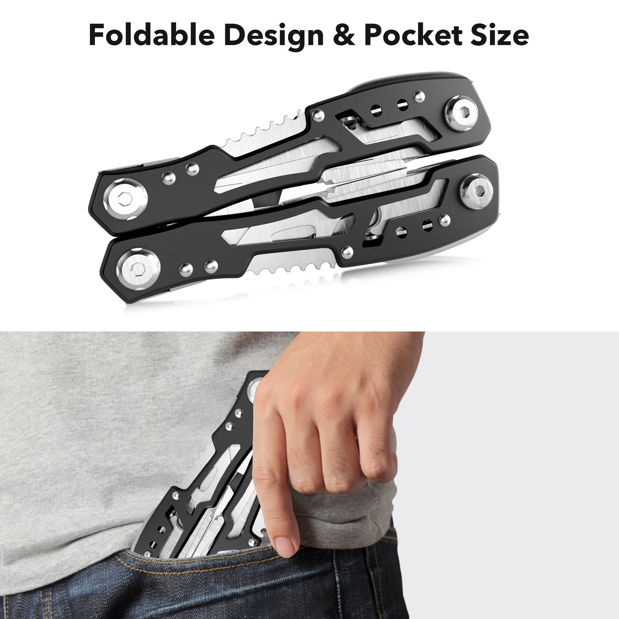 14-In-1 Multitool with Safety Locking, Professional Stainless Steel Multitool Pliers Pocket Knife, Bottle Opener, Screwdriver with Nylon Sheath ,Apply to Survival,Camping, Hunting and Hiking 2 Pcs