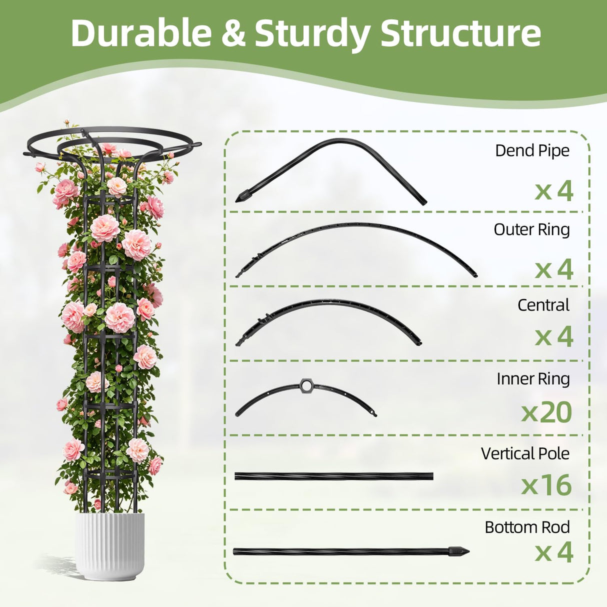 Garden Trellis for Climbing Plants Outdoor,84.6" Tall Umbrella Trellis