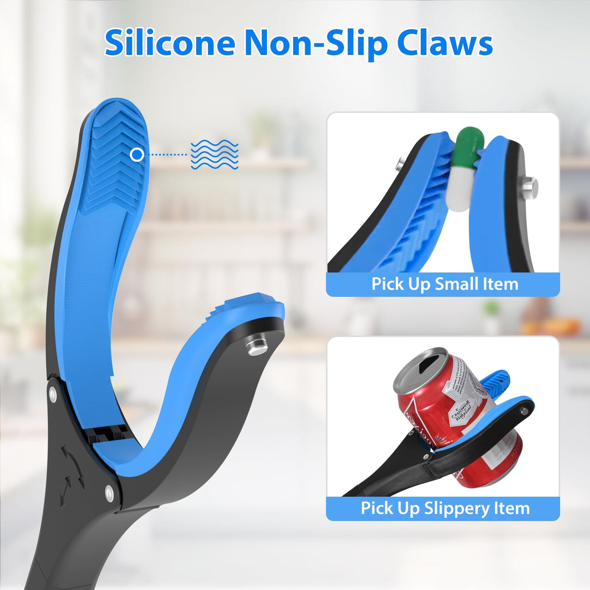 REWKCY 34" Grabber Reacher Tool, 2-Pack Foldable Reacher Grabber Pickup Tool with 360° Rotating Jaw & Magnets, Grabber Tool Heavy Duty